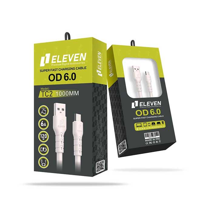 کابل شارژ و دیتا تایپ سی ELEVEN مدل OD 6.0 - فروشگاه جهان سیستم قزوین